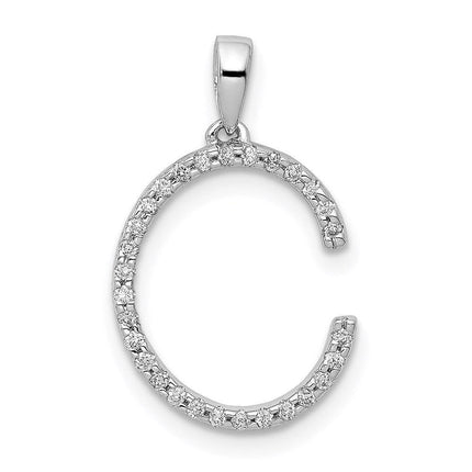 14k White Gold Diamond Initial C Pendant ,