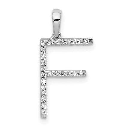 14k White Gold Diamond Initial F Pendant ,