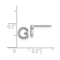 14k White Gold Diamond Initial G Earrings ,