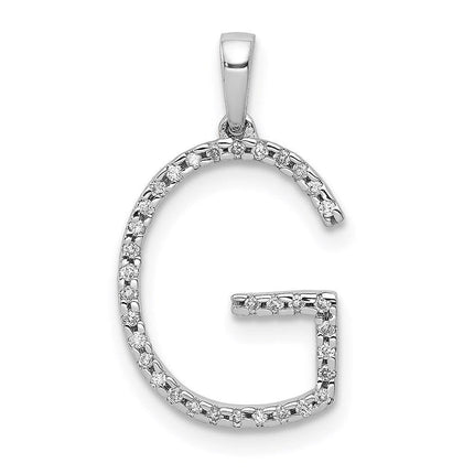 14k White Gold Diamond Initial G Pendant ,