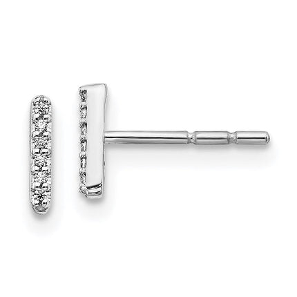 14k White Gold Diamond Initial I Earrings ,