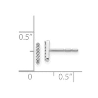 14k White Gold Diamond Initial I Earrings ,