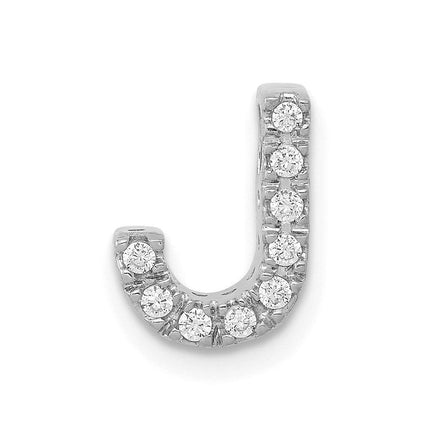 14k White Gold Diamond Initial J Charm ,