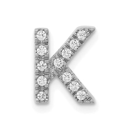 14k White Gold Diamond Initial K Charm ,