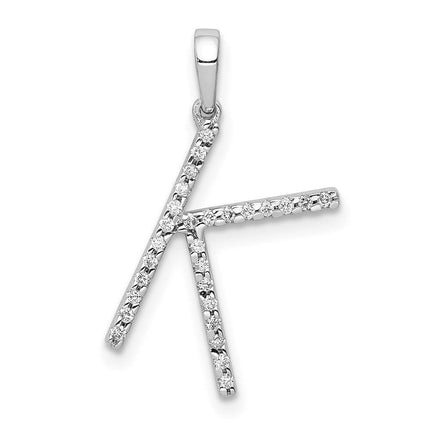 14k White Gold Diamond Initial K Pendant ,
