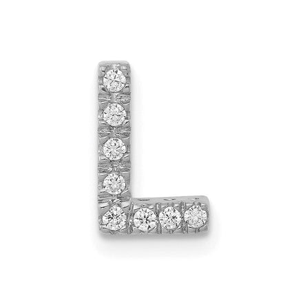 14k White Gold Diamond Initial L Charm ,
