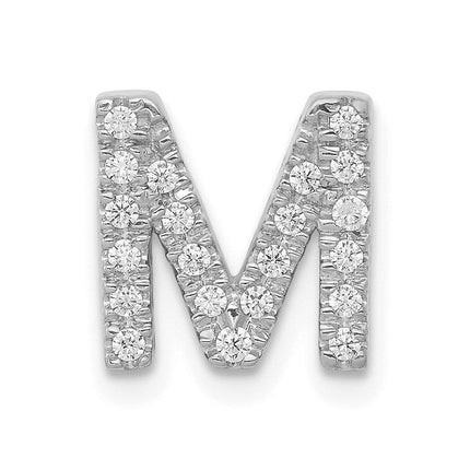 14k White Gold Diamond Initial M Charm ,