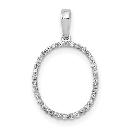 14k White Gold Diamond Initial O Pendant ,