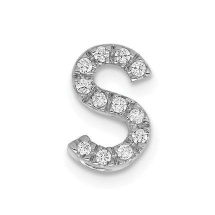 14k White Gold Diamond Initial S Charm ,