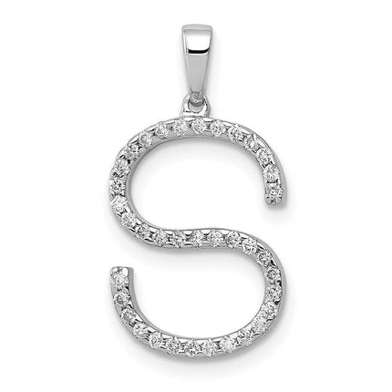 14k White Gold Diamond Initial S Pendant ,