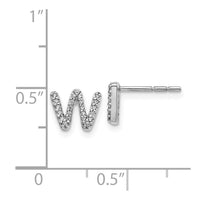 14k White Gold Diamond Initial W Earrings ,