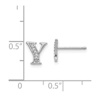 14k White Gold Diamond Initial Y Earrings ,