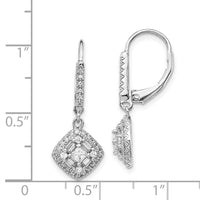 14k White Gold Diamond Leverback Earrings ,