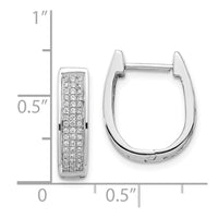 14K White Gold Diamond Medium Hinged Oval Hoop Earrings ,