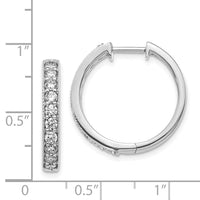14k White Gold Diamond Milgrain Hoop Earrings ,