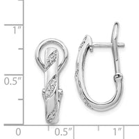 14K White Gold Diamond Omega Back Earrings ,