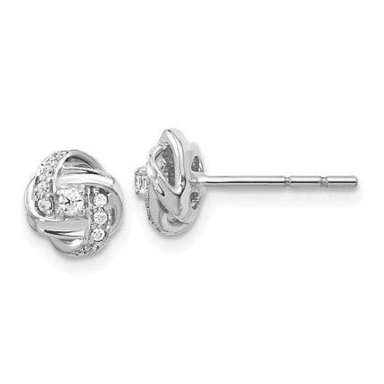 14K White Gold Diamond Post Earrings ,