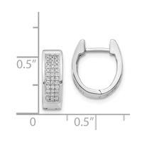 14K White Gold Diamond Small Hinged Oval Hoop Earrings ,