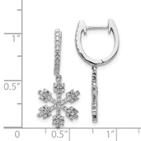 14K White Gold Diamond Snowflake Earrings ,