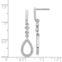 14k White Gold Diamond Teardrop Earrings ,