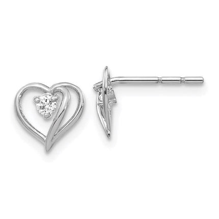 14k White Gold Fancy Diamond Heart Earring Mountings No Stones Included No Backs ,