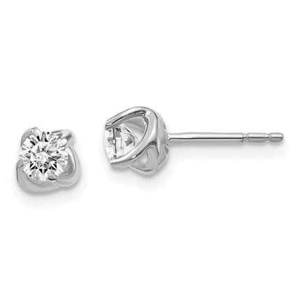 14k White Gold Fancy Twist Diamond Earrings ,