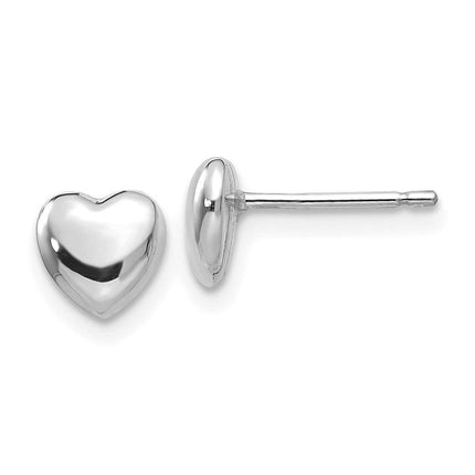 14k White Gold Heart Earrings ,