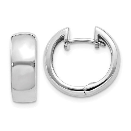 14k White Gold Hinged Hoop Earrings ,
