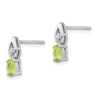 14k White Gold Peridot Diamond Earring ,