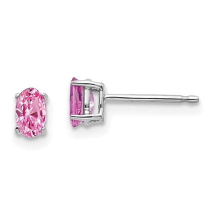 14k White Gold Pink Sapphire Earrings ,