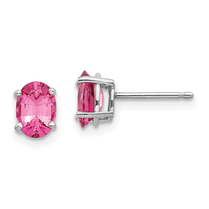 14k White Gold Pink Spinel Earrings ,