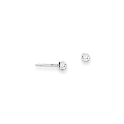 14k White Gold Polished 3mm Ball Post Earrings ,