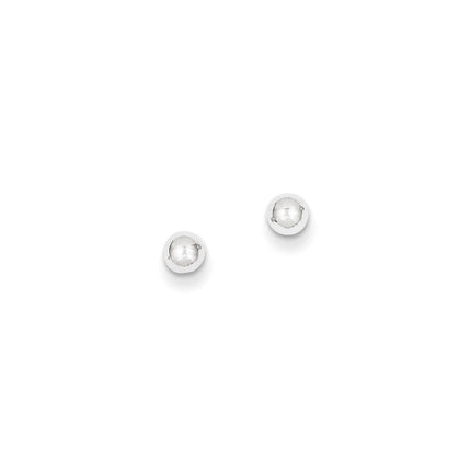14k White Gold Polished 4mm Ball Post Earrings ,
