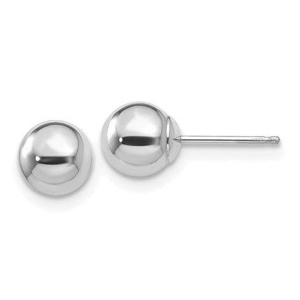 14k White Gold Polished 6mm Ball Post Earrings ,
