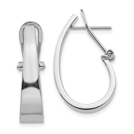 14k White Gold Polished 6mm Tapered Fancy J-Hoop Earrings ,