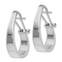 14k White Gold Polished 6mm Tapered Fancy J-Hoop Earrings ,