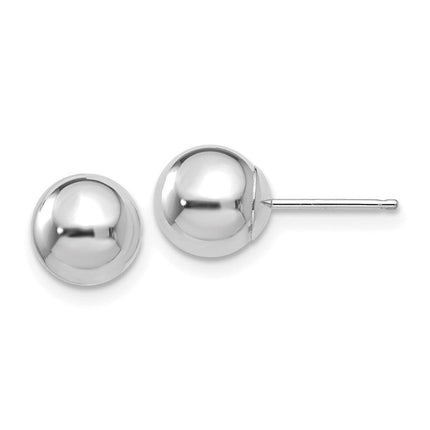 14k White Gold Polished 7mm Ball Post Earrings ,