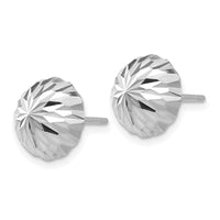 14k White Gold Polished & Diamond-Cut Half Ball Post Earrings ,