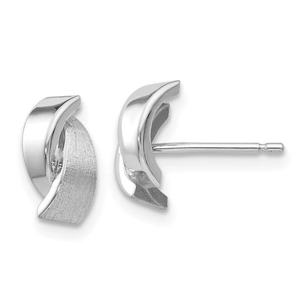 14k White Gold Polished & Satin Fancy Post Earrings ,