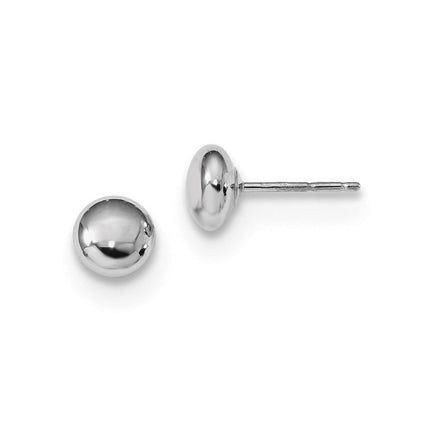 14k White Gold Polished Button Post Earrings ,