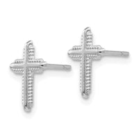 14K White Gold Polished Cross Post Earrings ,