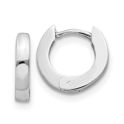 14k White Gold Polished Hinged Hoop Earrings ,