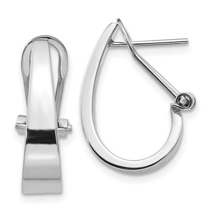 14k White Gold Polished Hoop Earrings ,