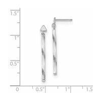 14k White Gold Polished Twisted Dangle Tube Earrings ,
