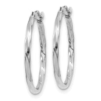 14k White Gold Polished Twisted Hoops ,