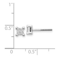 14k White Gold Princess Diamond Screwback Earrings ,