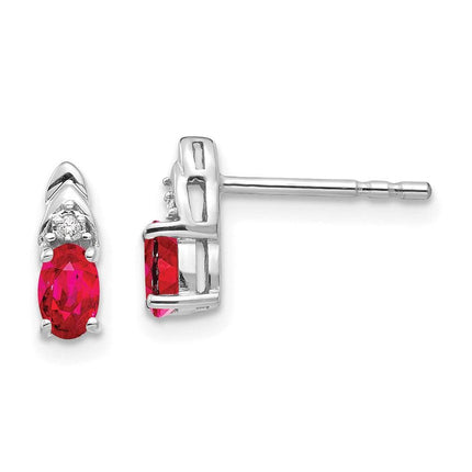 14k White Gold Ruby Diamond Earring ,