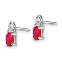 14k White Gold Ruby Diamond Earring ,