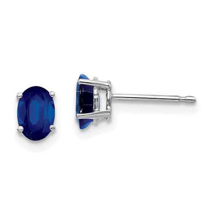 14k White Gold Sapphire Earrings ,