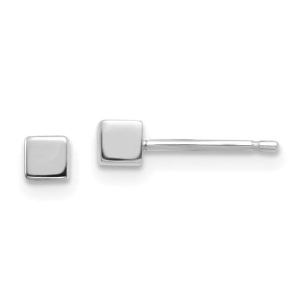 14K White Gold Square Stud Earrings ,